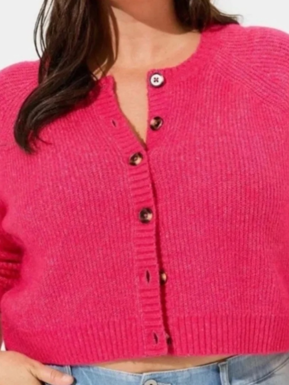 Hot Pink Cropped Cardigan Sweater Size 1 super cute fuchsia plus size Torrid
